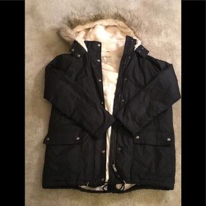Faux fur lined hooded jacket by Banana Republic .